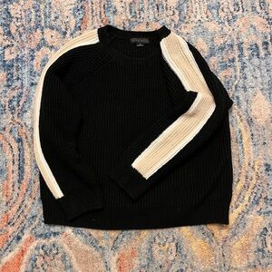 Black Sweater with Cream Stripes